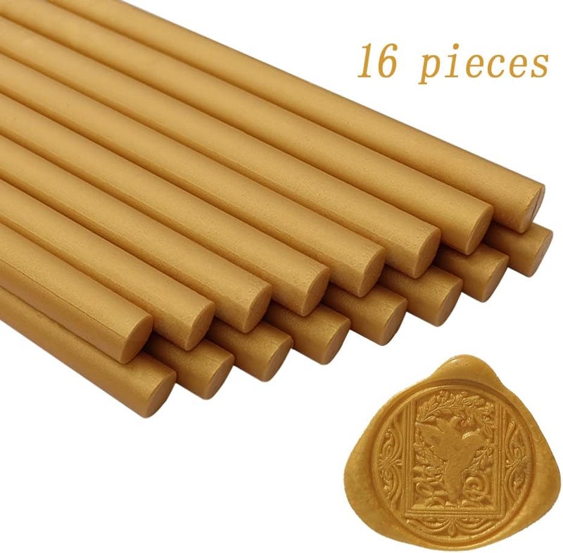 ANBOSE 16 Count Gold Wax Seal Sticks for 0.44 Inch Glue Gun, Non-Toxic, Flexible, Durable, Suitable for Wedding Invitations, Cards, Envelopes - Image 2